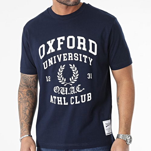 Tee Shirt Oversize Large Oxford Bleu Marine Blanc