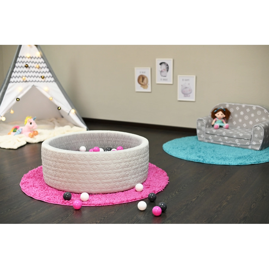 knorr toys® Bällebad soft - Cosy geo grey - 300 balls cremegreyrose grau