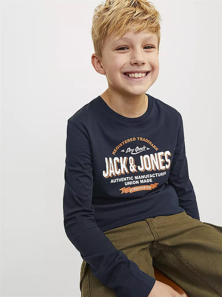 JACK & JONES Jungen Langarmshirt  JJELOGO dunkelblau