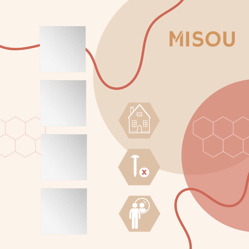 MISOU Plakspiegel Flora Set van 4