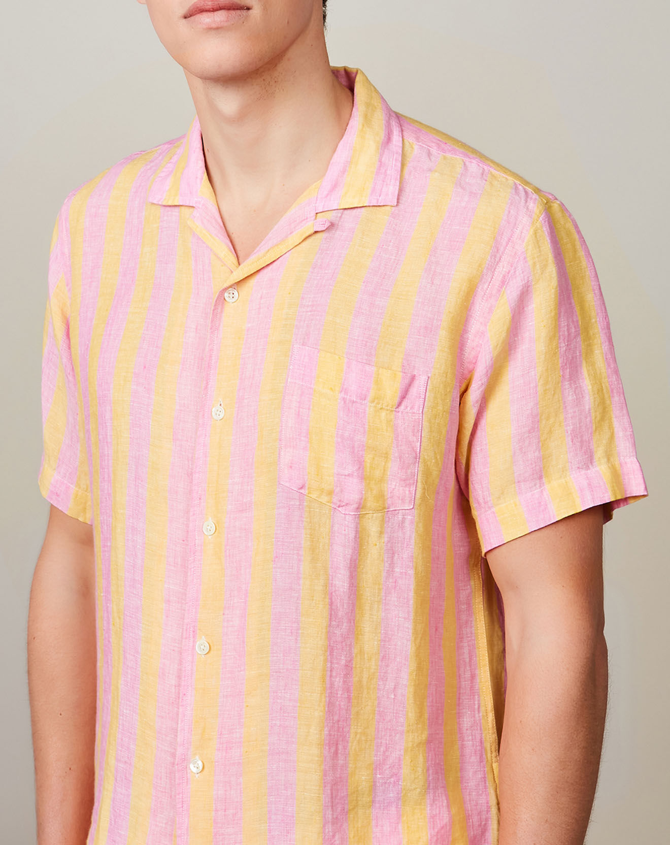 Hartford Chemise regular 100% Lin Palm rose/gold