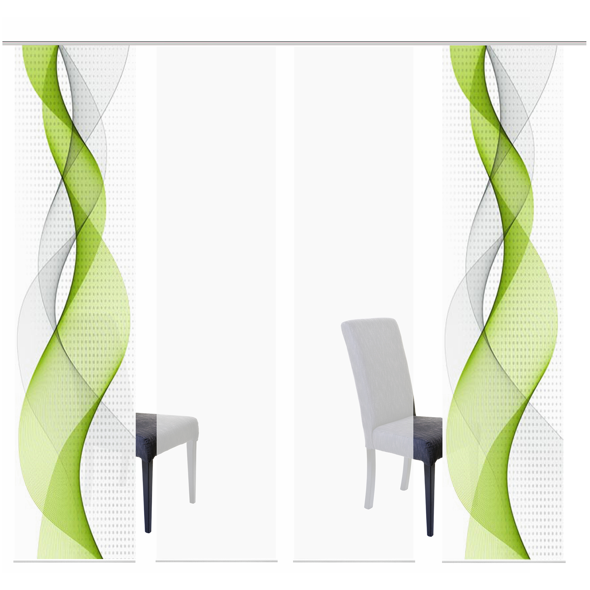 4-teiliges Schiebevorhang-Set OPALIA - apfelgrün - je 60x245 cm