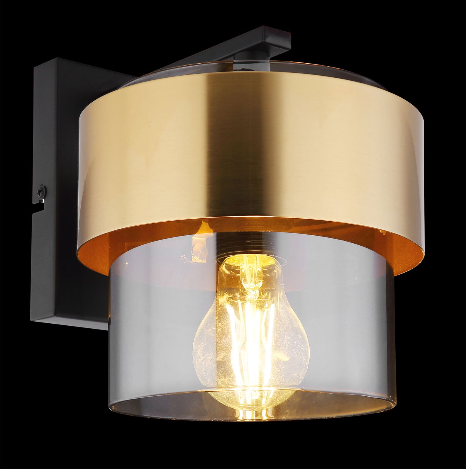 MILLEY Wandlampe goldfarben, schwarz 155,H/T: 21,5 x 18 cm, Glas, Metall