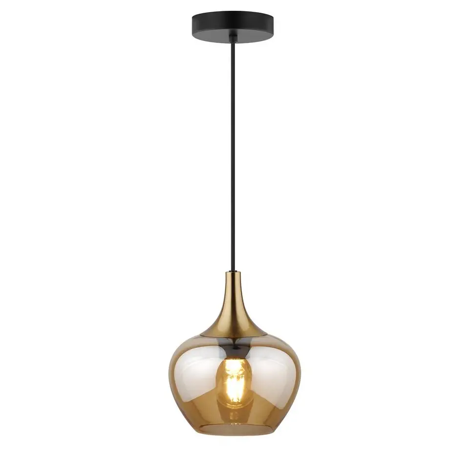 Hanglamp Lola - amber metaal/glas - 150xØ19 cm