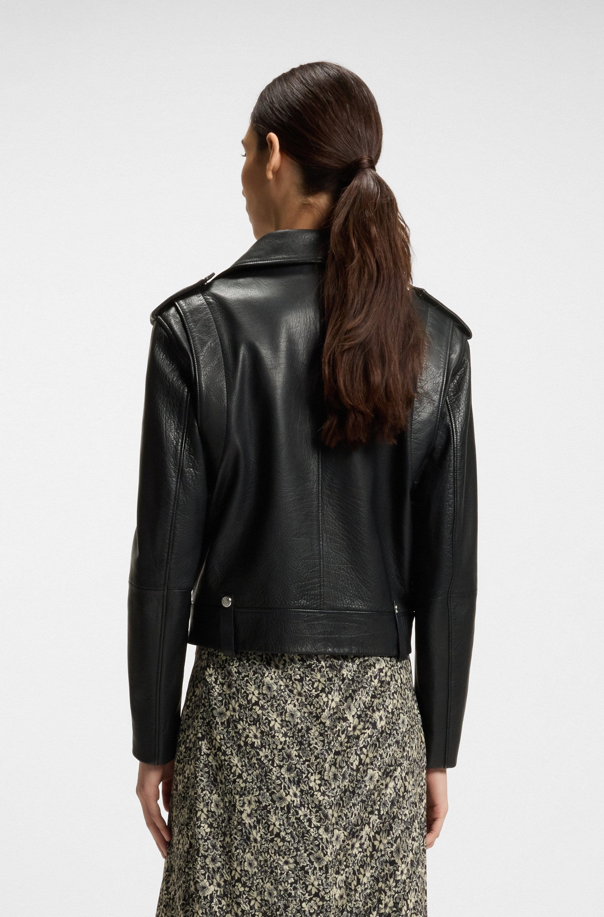BOSS ORANGE Lederjacke »Sandy Premium Damenmode« mit genarbter Struktur