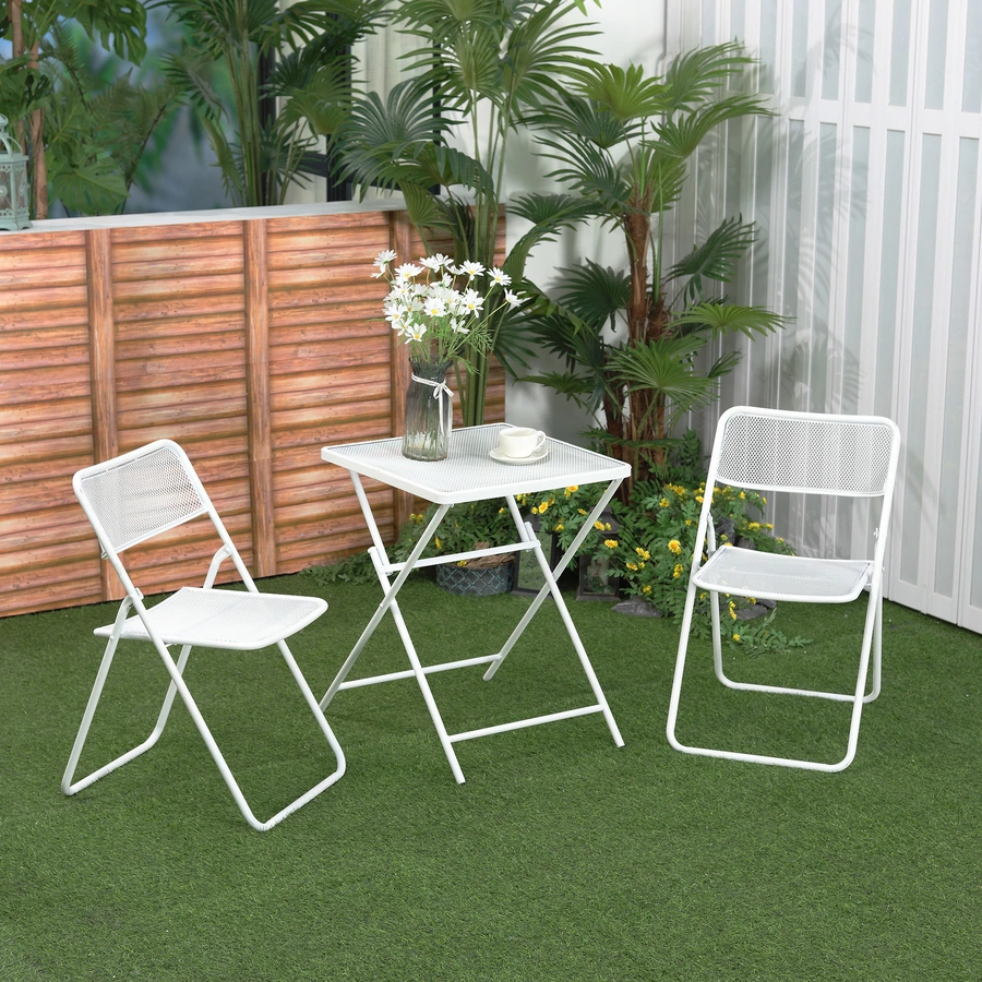 Outsunny Gartenmöbel-Set mit Stahlrahmen weiß