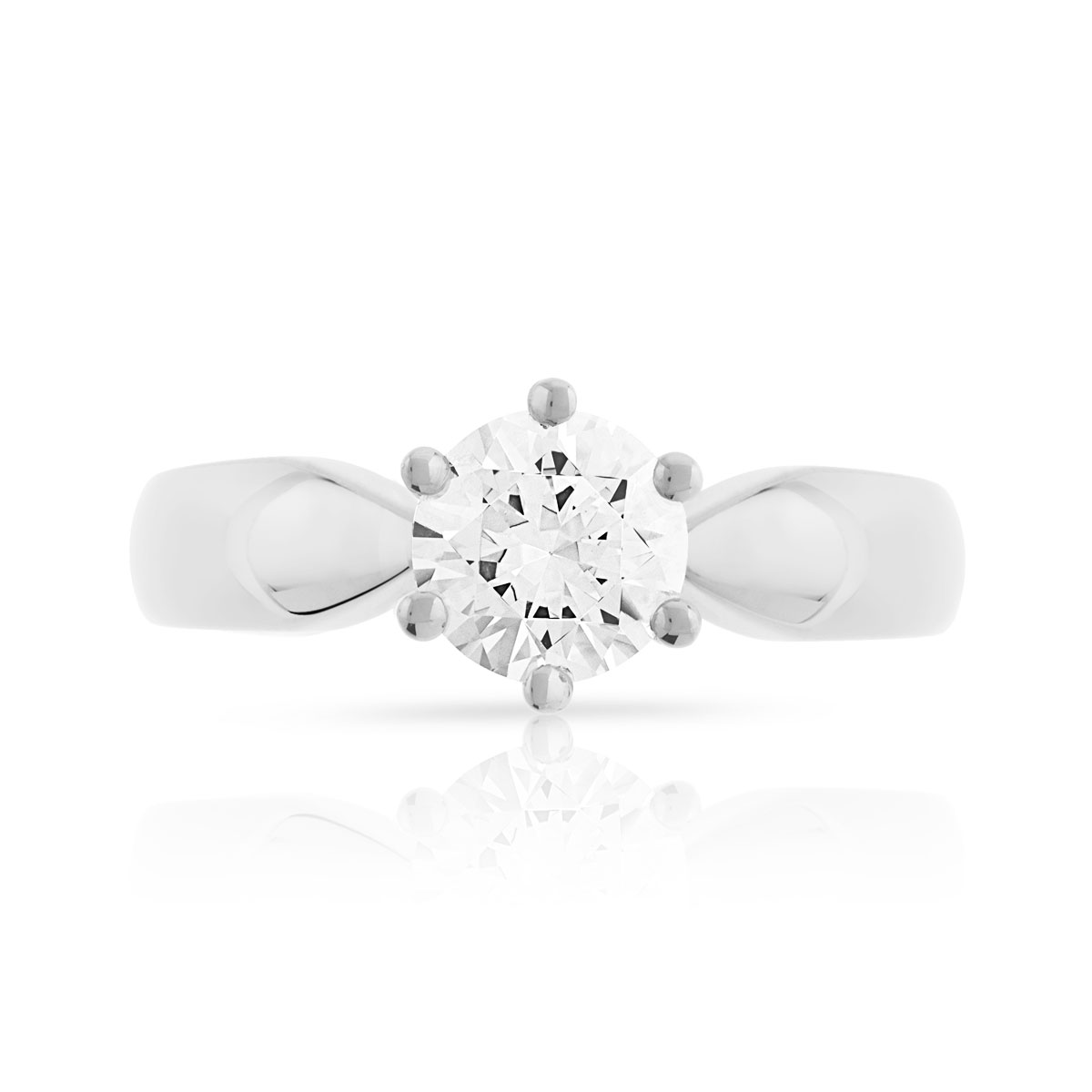 Bague Solitaire or 750 blanc diamant 0.70 ct