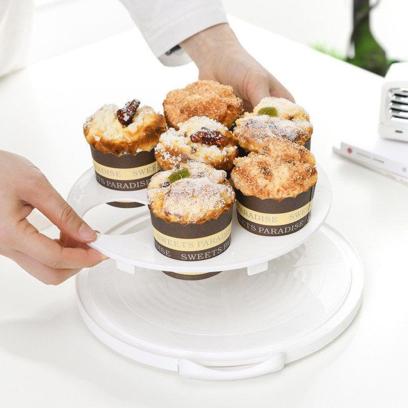 2in1 Kuchen Transportbox Torten Behälter   Einsatz für 7 Cupcakes / Muffins - Transparent