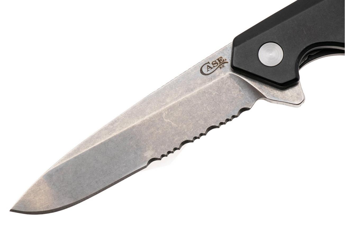 Case Kinzua Spearpoint Black Anodized Aluminum, 64633, S35VN, serrated zakmes