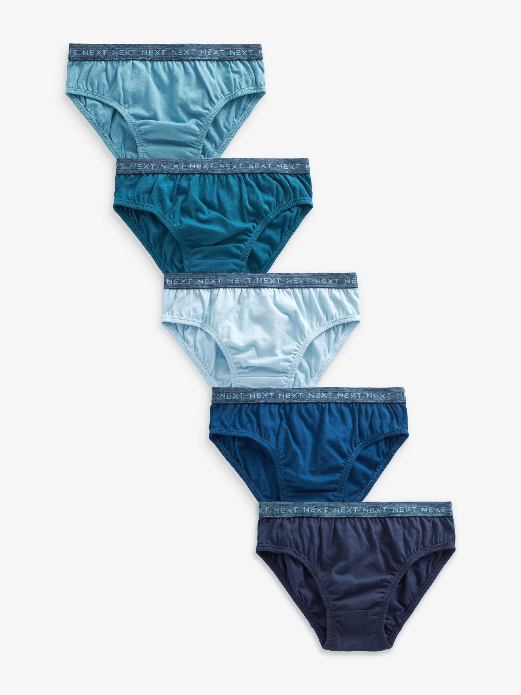 Blauw met jacquard tailleband - 100% katoenen slip verpakking van 5 (1,5 - 16 jr)