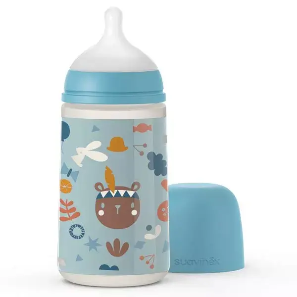 Mamadeira Suavinex +3m com bico simétrico SX Pro S, cor Azul Floresta, 270ml