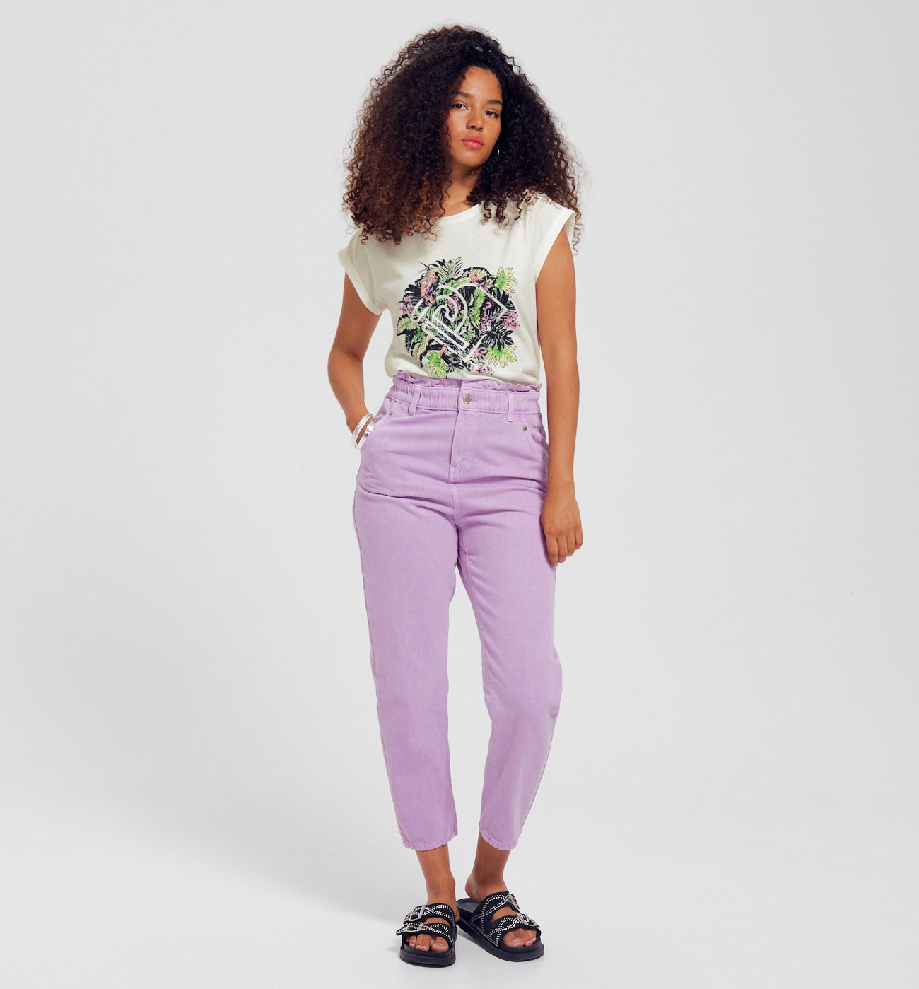 T-shirt à motif jungle Femme - Imprimé écru