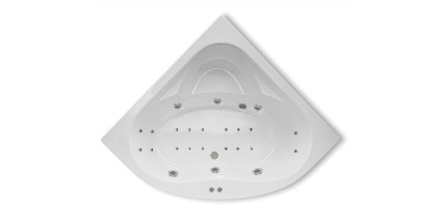Lambini Designs Palermo bubbelbad 145x145cm elektronisch 6 4 2 hydrojets en 12 aerojets met LED-verlichting chroom