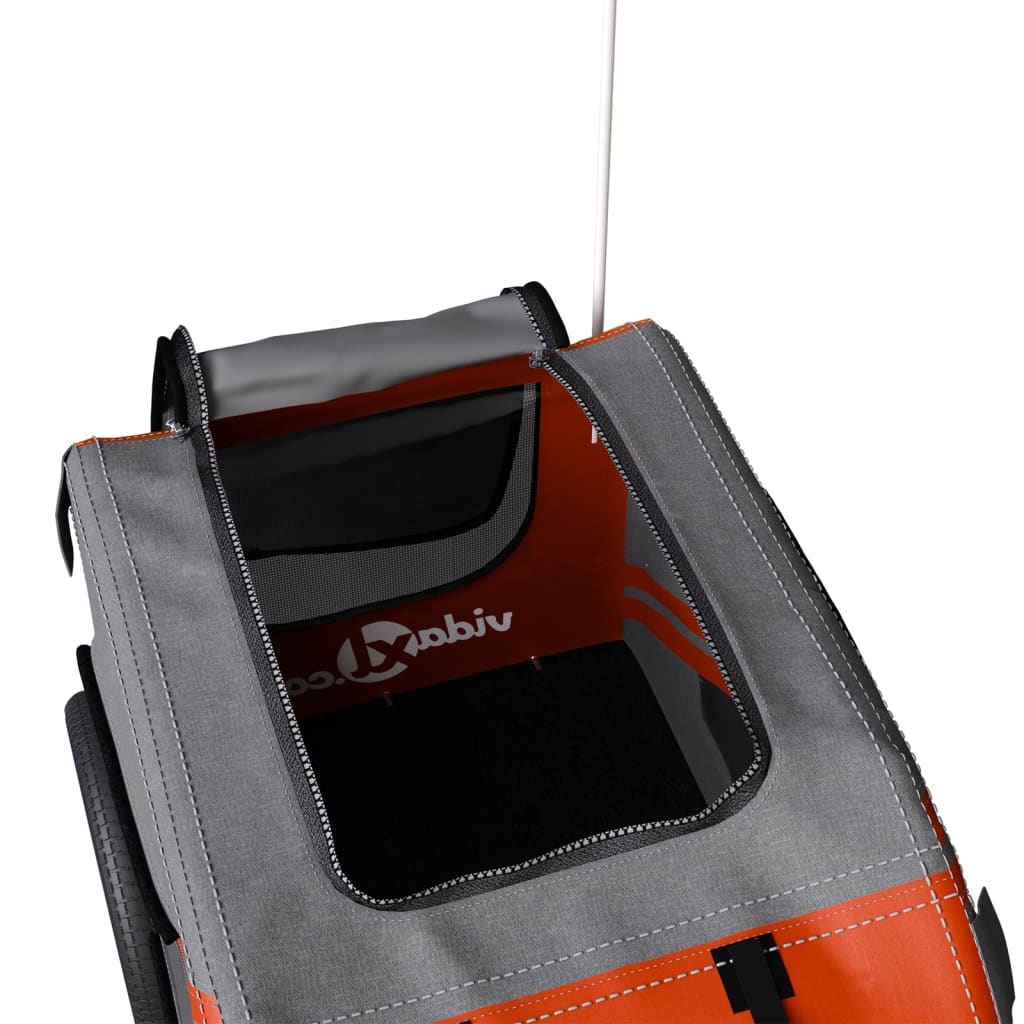 Remorque de vélo pour animaux de compagnie orange et gris