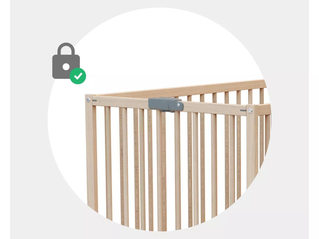 Lit bébé pliant 60 x 120 en bois Hêtre Brut avec matelas