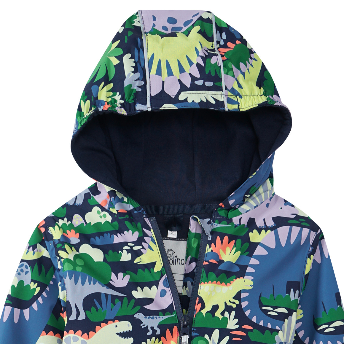 Topolino Kinder Regenoverall mit Dino-Allover dunkelblau / grün / bunt