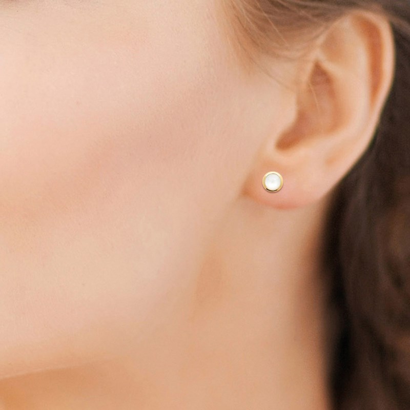 Boucles d'oreilles Femme - Plaqué Or - Pierre de lune