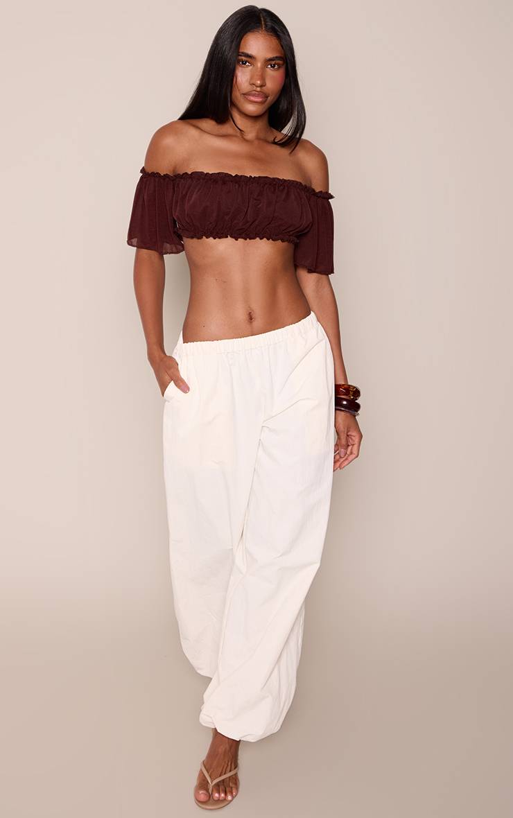 Chocolat Brassière Bardot En Mousseline Stretch