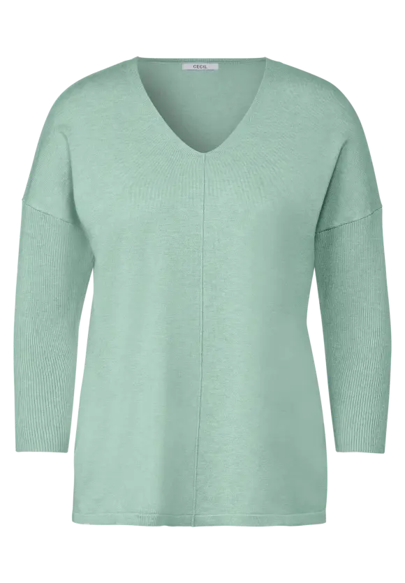 3/4 Feinstrick Pullover - salvia green melange