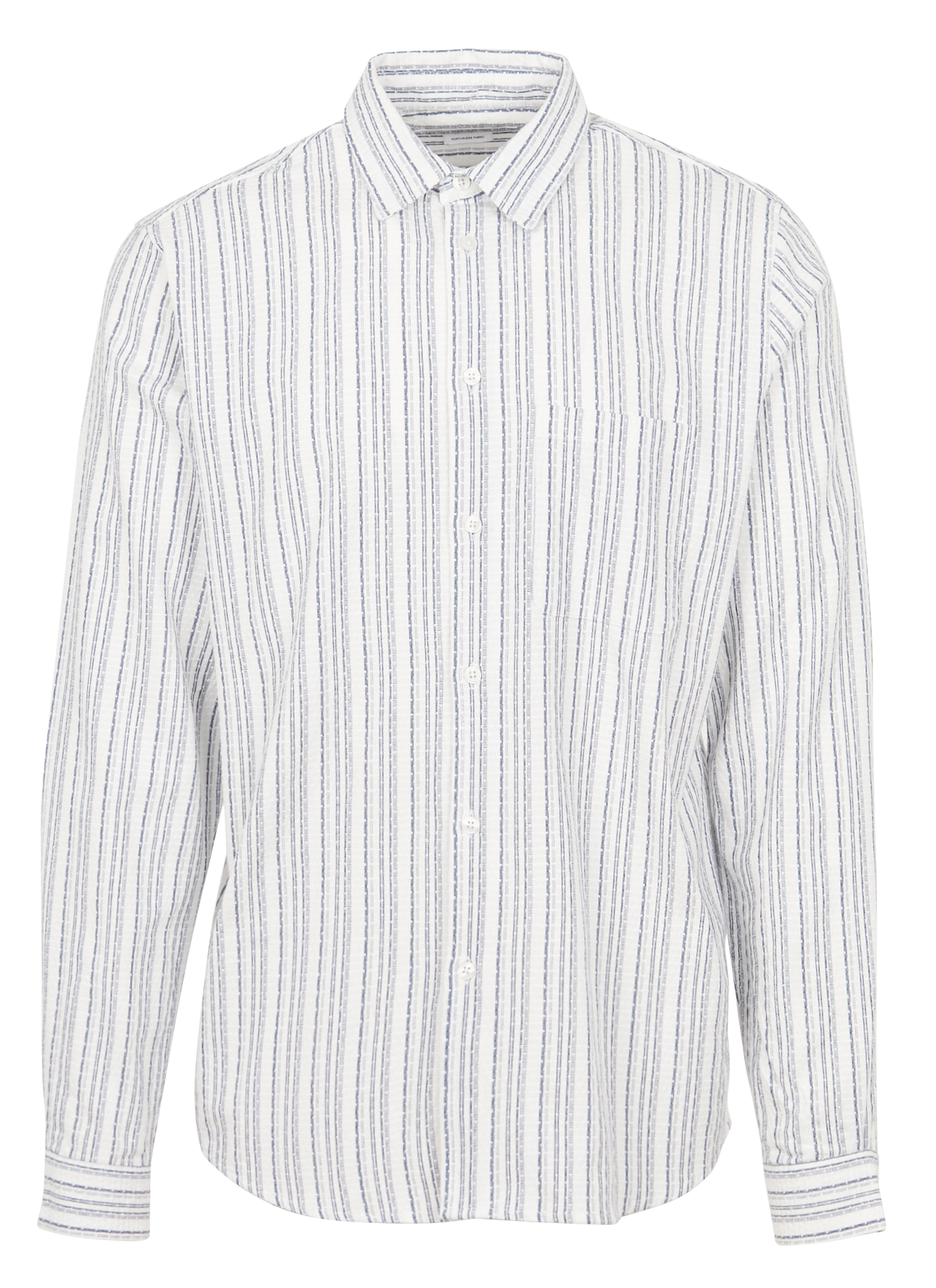 LIAM - Chemise col classique à rayures en coton mélangé| Blanc
