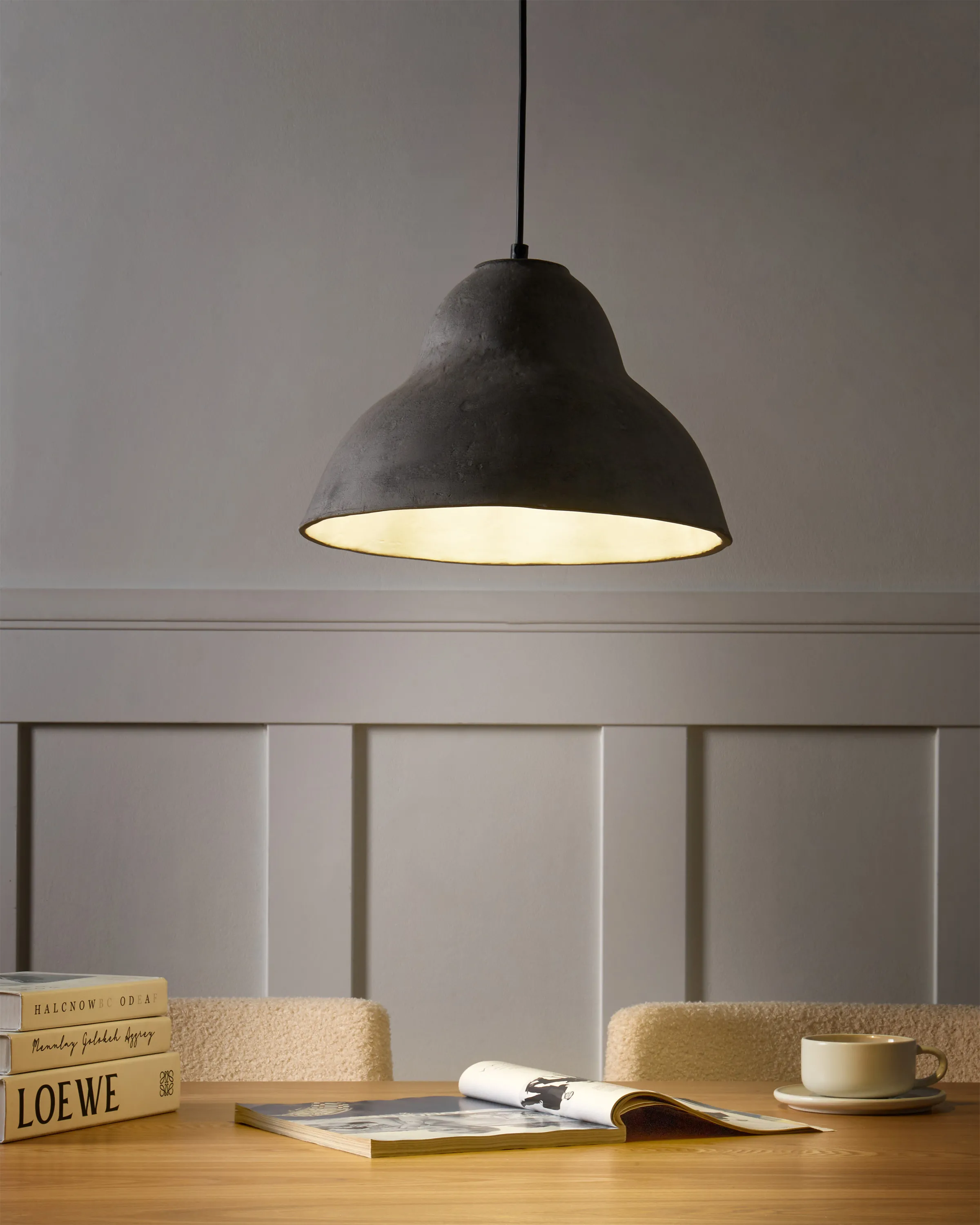 Hanglamp KABALEBO Papier-mâché Grijs