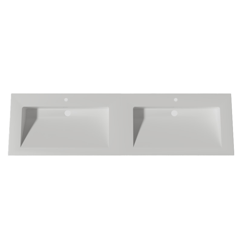 Lambini Designs Flora solid surface wastafel 160cm met kraangaten wit mat