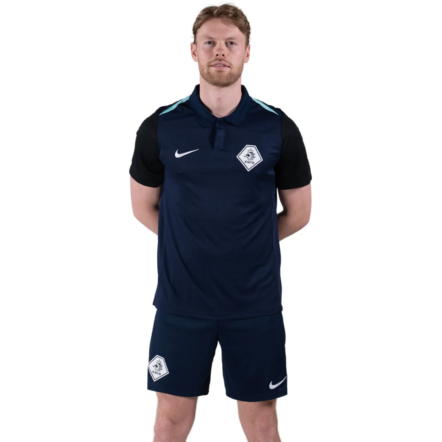 Nike KNVB Scheidsrechters Polo Trainingsset 2024-2026 Donkerblauw Turquoise Wit