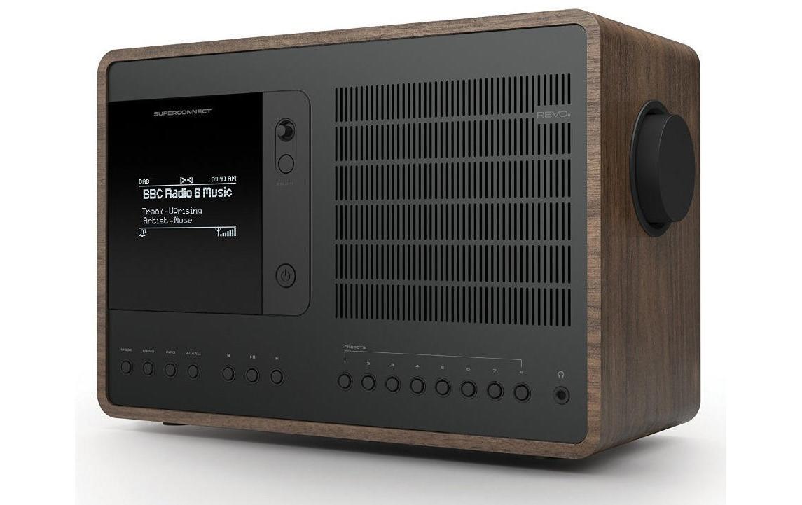 DAB+ Radio SuperConnect Walnuss/Schwarz<br>Internet-Radio mit DAB+, Bluetooth und vielem mehr, piano weiss/silber