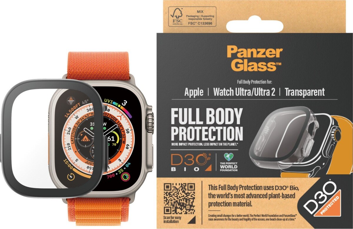 Panzerglass - Skærmbeskyttelse D3O Full Body Til Apple Watch Ultra - Transparent