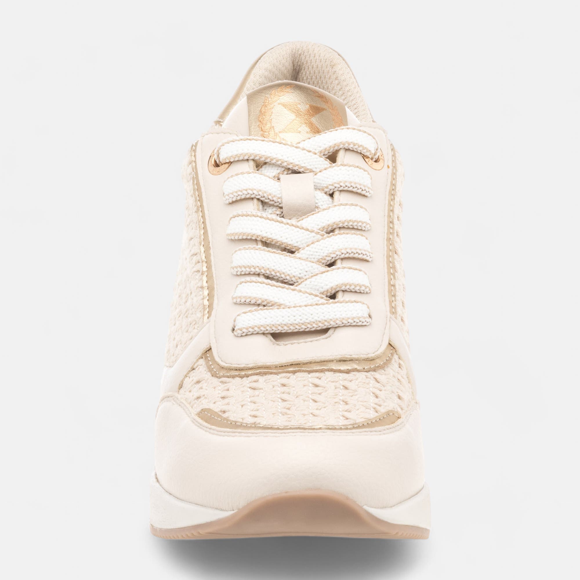 Baskets basses à talon compensé Femme beige