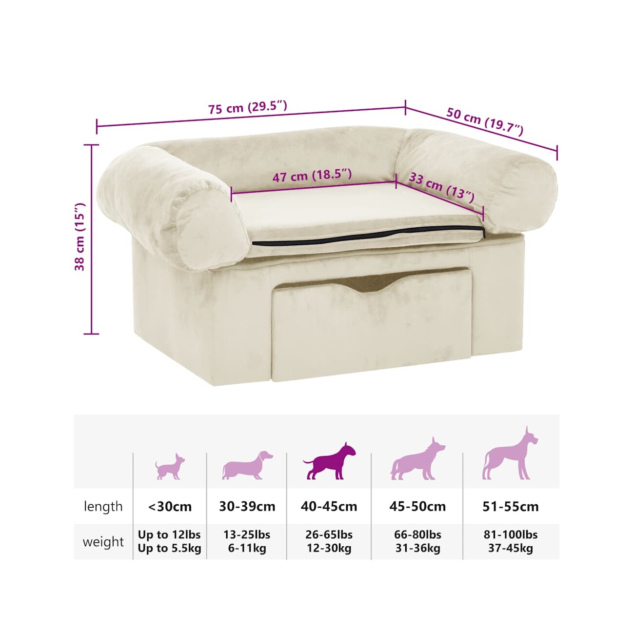 VidaXL Hundesofa mit Schublade