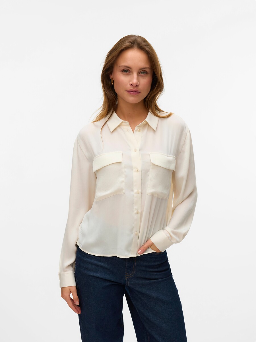VERO MODA<br>Camisa fluida com 2 bolsos aplicados