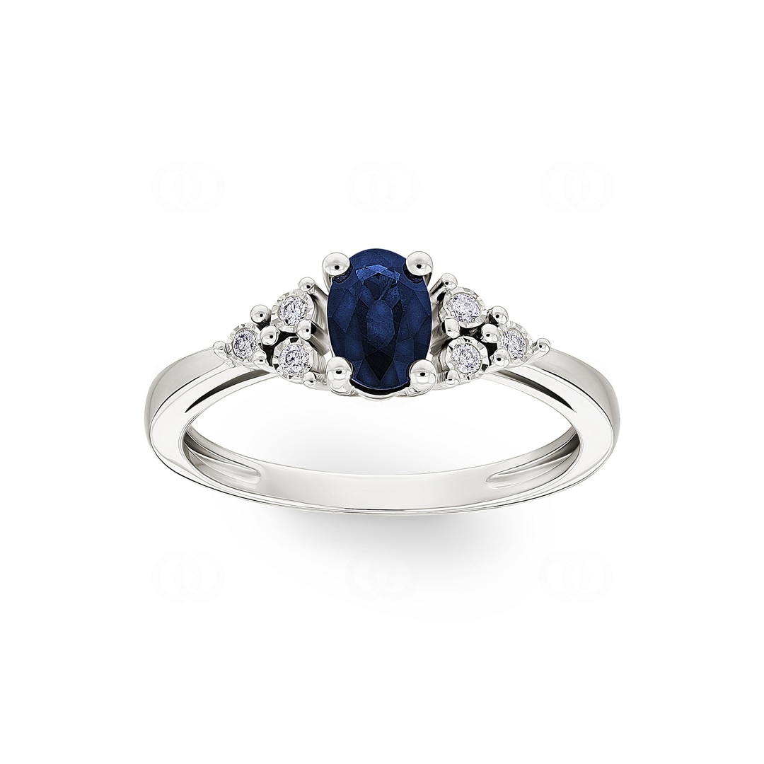 Damenring 750/18 K Weissgold mit Saphir 0.56ct. und Diamanten 0.04ct.