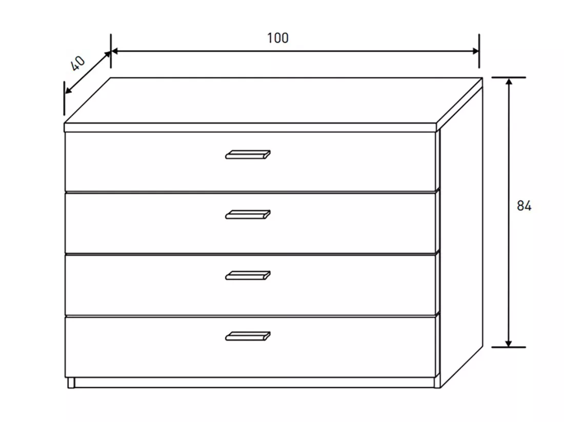 Ensemble chambre à coucher, tête de lit + 2 tables chevets + commode + miroir coloris chêne cambrian, blanc