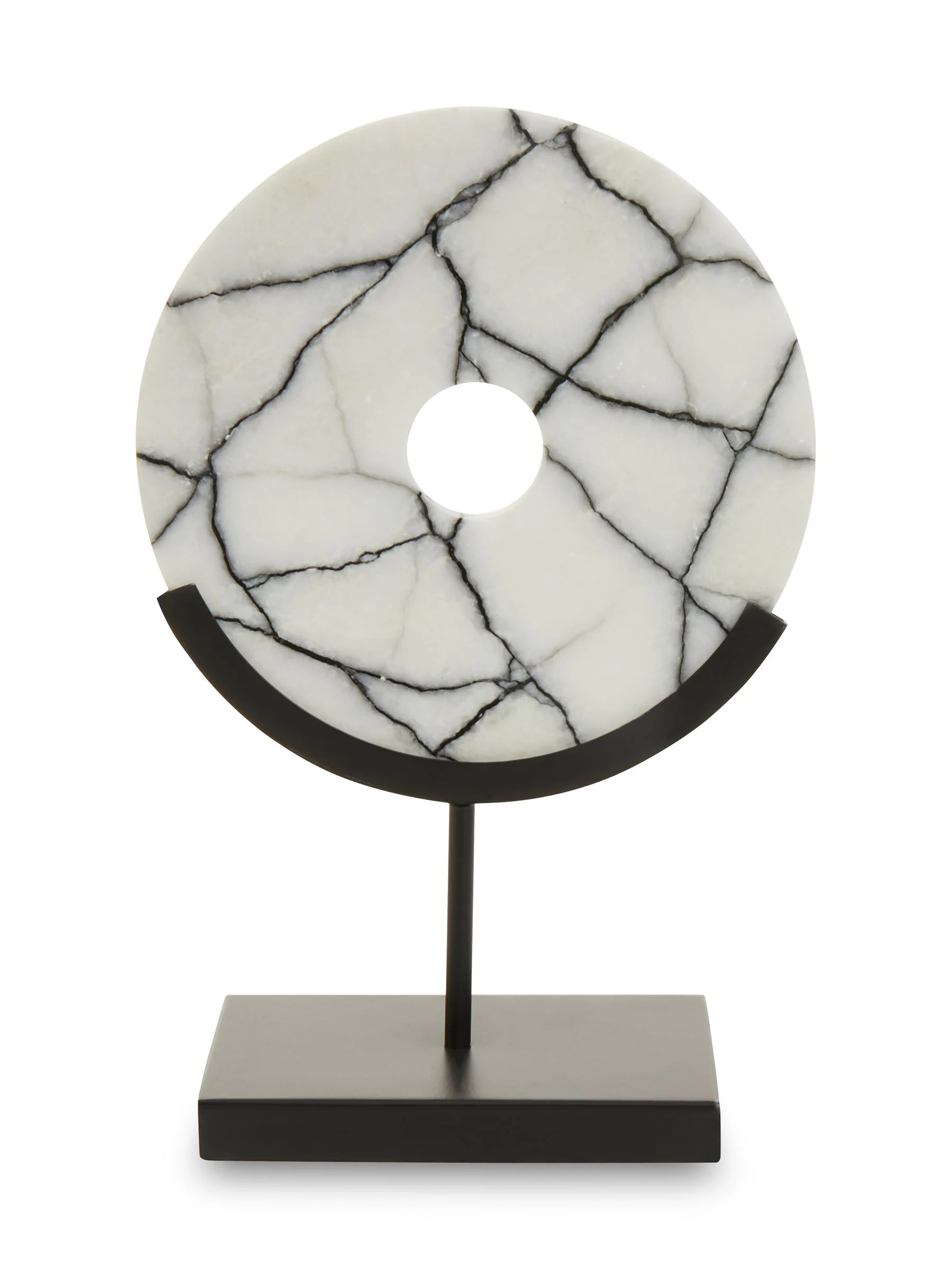 Fifty Five South Marmara Marble Sculpture on Iron Ornaments Stand