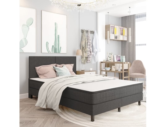 VIDAXL - Sommier 180 x 200 Sommier tapissier gris foncé tissu 180x200 cm