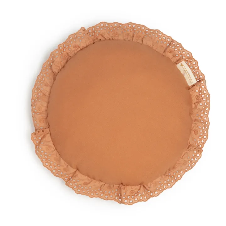Nobodinoz Coussin rond Vera en coton bio | Terracotta