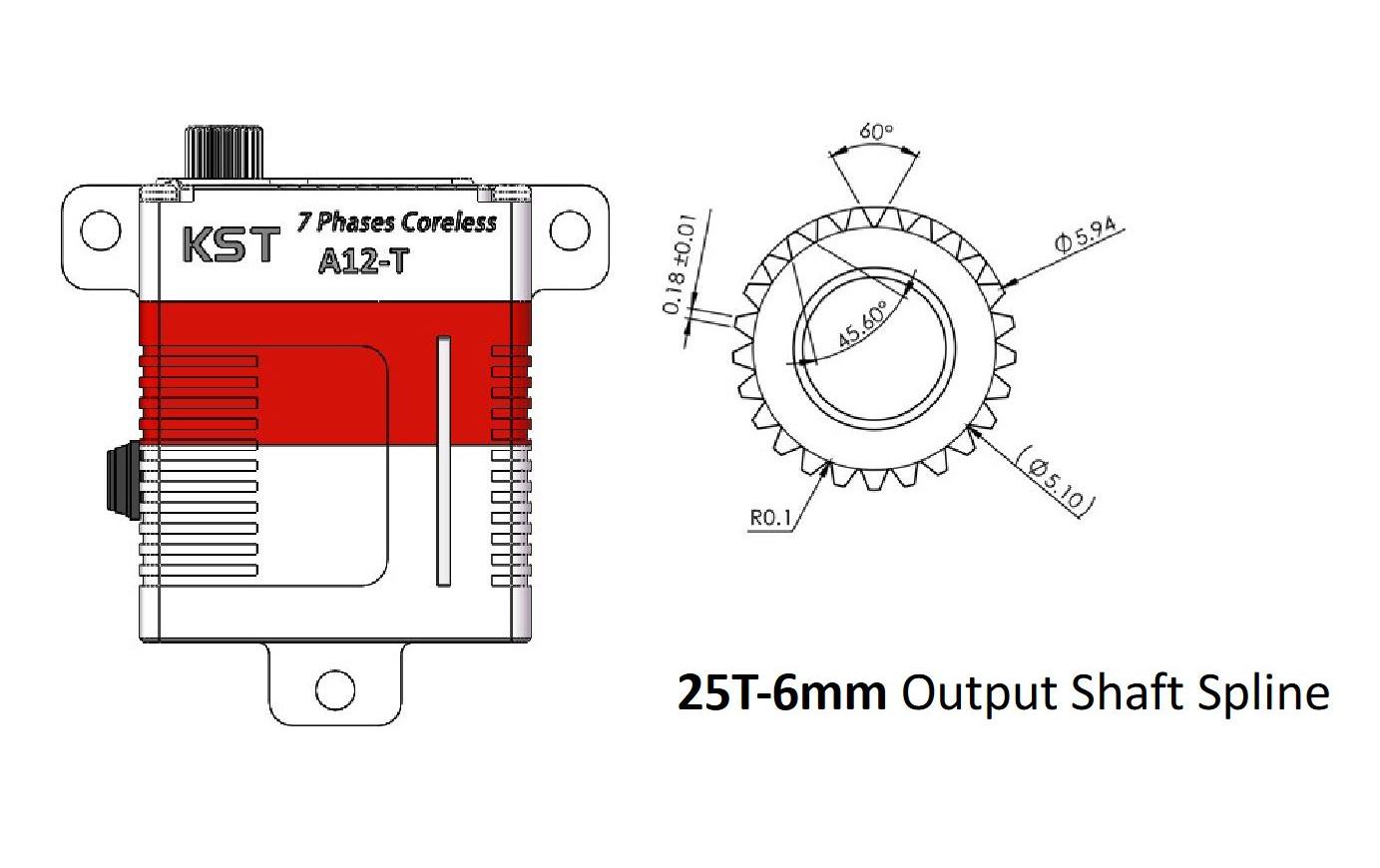 Flächenservo A12-T 20.4 kg Digital HVDigitalservo mit 7-Phasen Coreless Motor
