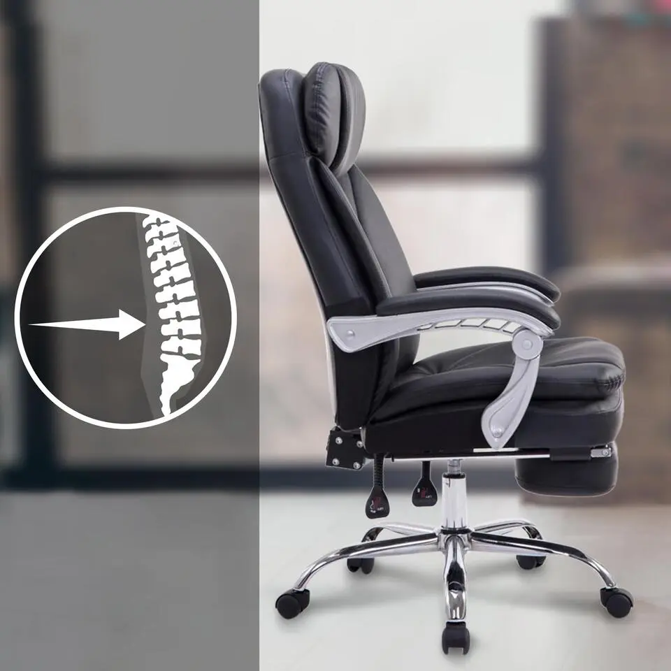 CLP Bureaustoel XL Troy chroom Frame - Kunstleer - zwart