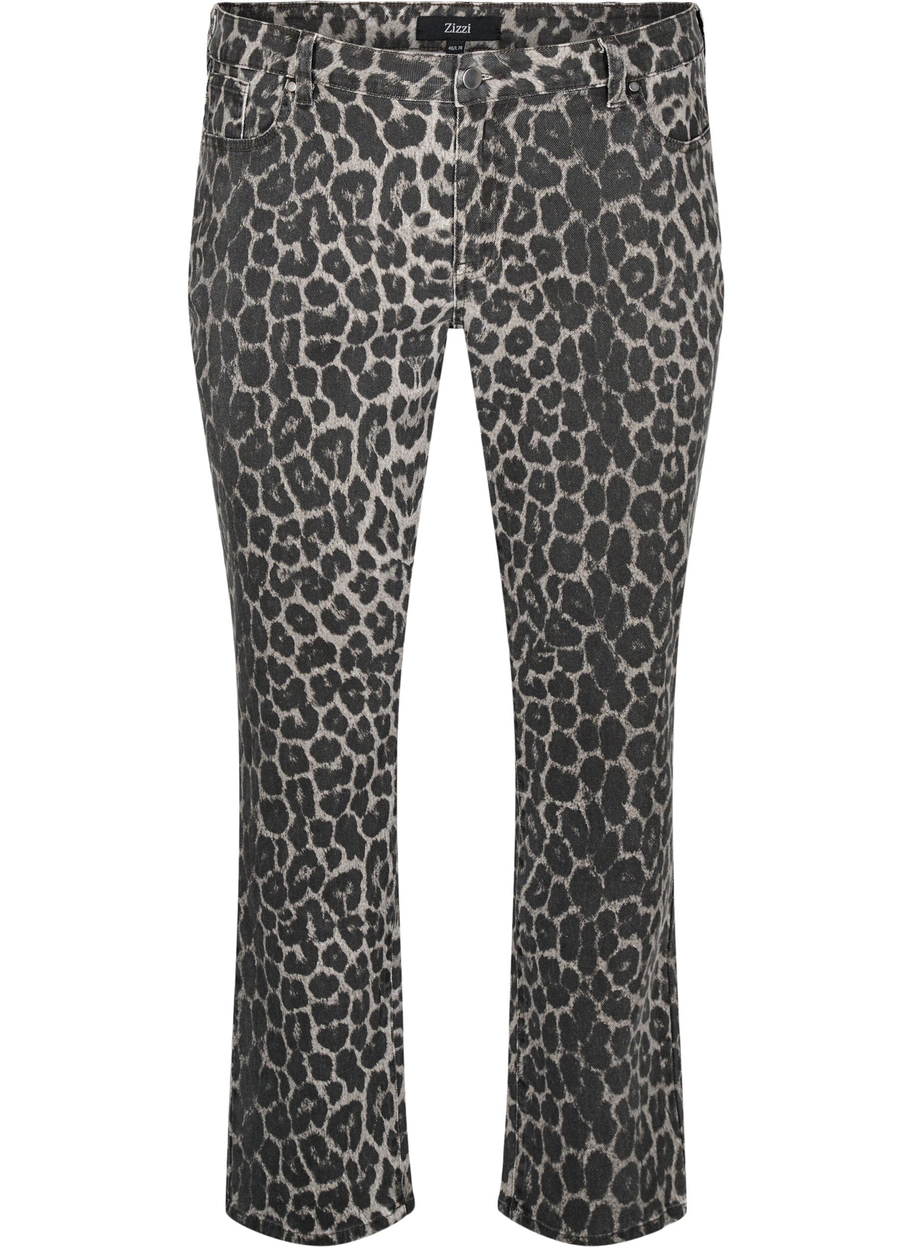 Emily jeans med leopardmønster