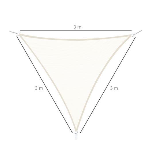 Toldo triangular Outsunny 3x3x3m, cor creme, para camping.