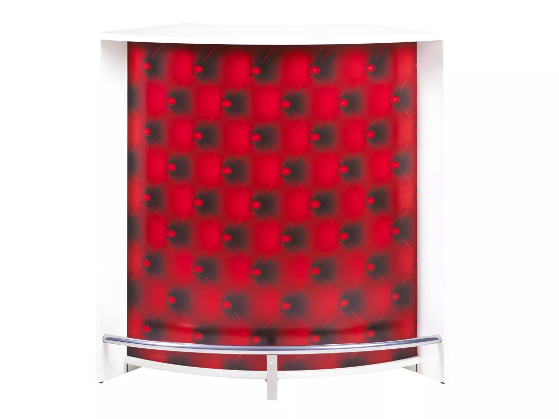 Meuble Bar Comptoir Cuisine Blanc 107 cm - Coloris: Capitons Rouges 922