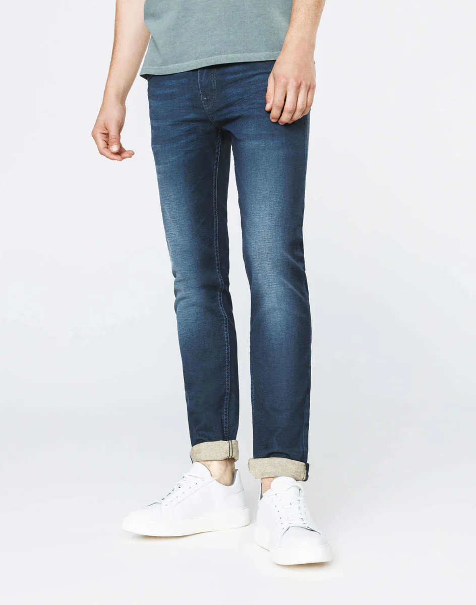 Jean enduit bleu gris délavé
