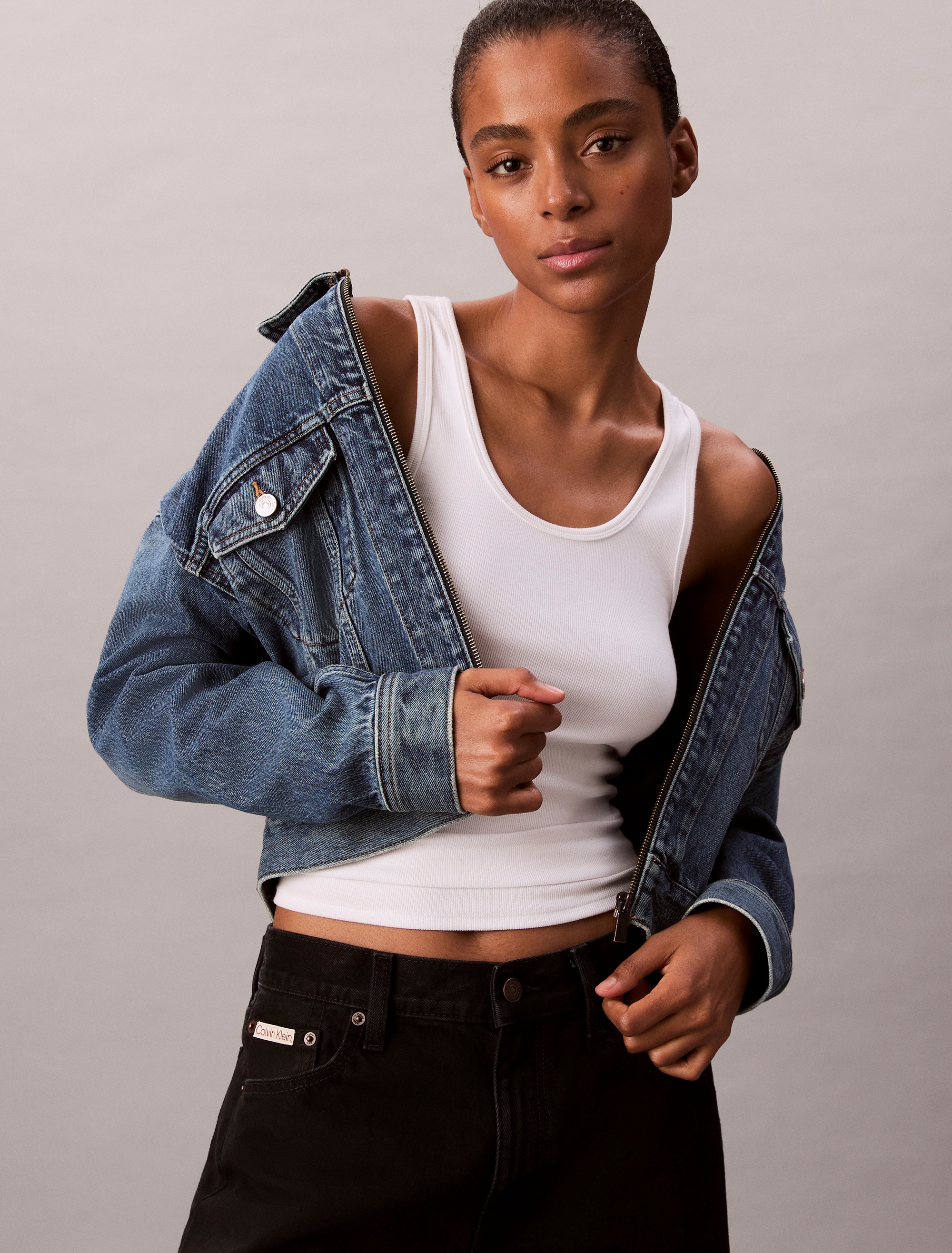Calvin Klein Jeans Jeansjacke »DENIM CROPPED JACKET« ohne Kapuze Mit Rndhalsausschnitt, regular fit