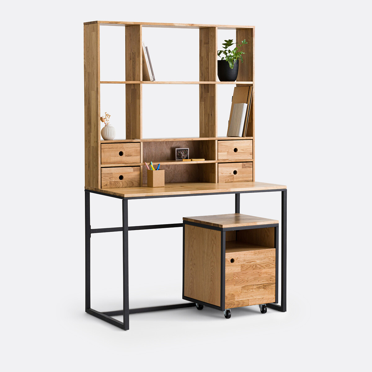 LA REDOUTE INTERIEURS<br>Mesa de carvalho e metal, com plataforma, Hiba