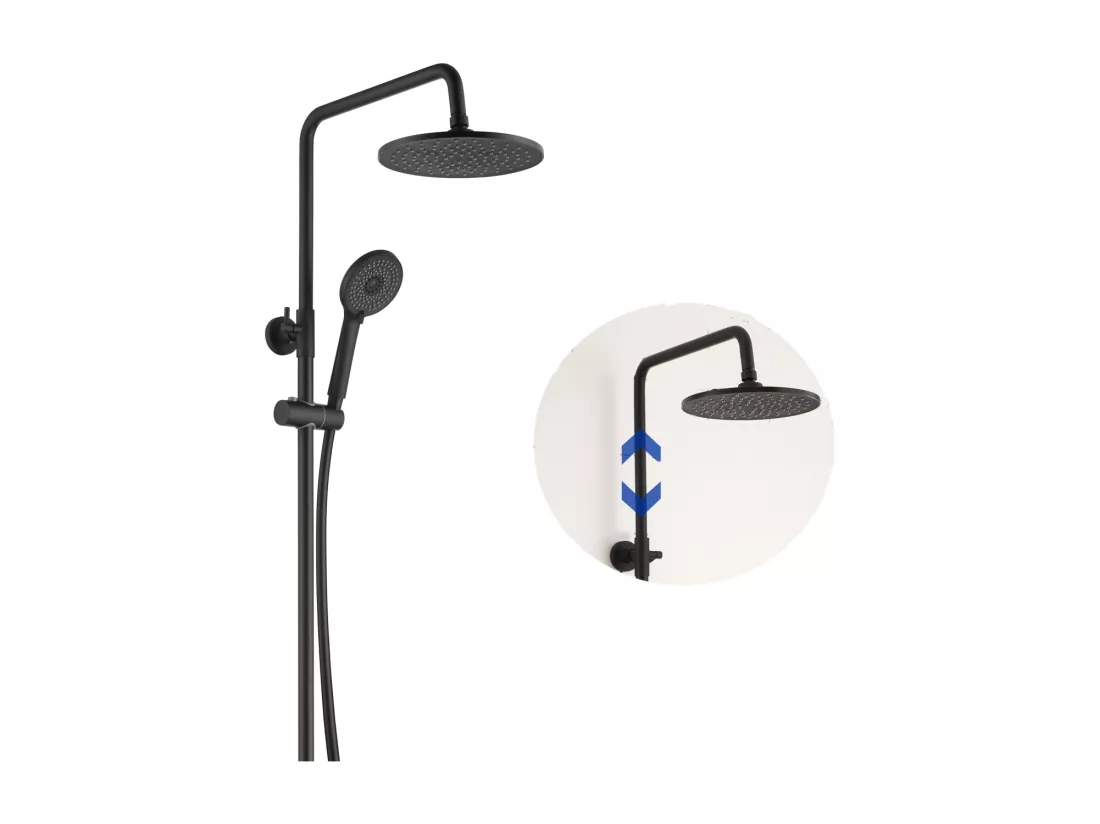 Cecipa max Noir Colonne de Douche Thermostatique Ensemble de Douche Ronde avec Mitigeur Système de Douche Hauteur Réglable,EU Modèle