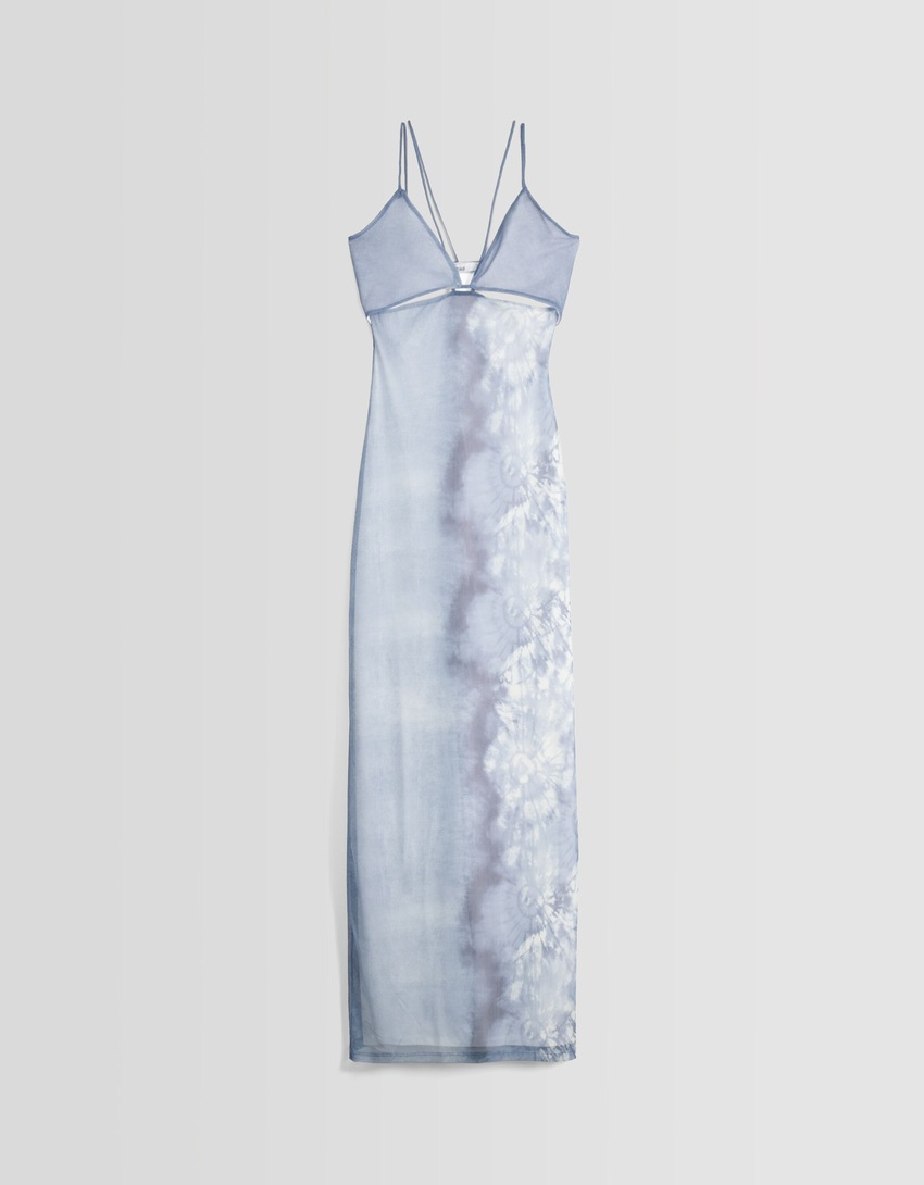 Vestido longo estampado com alças
