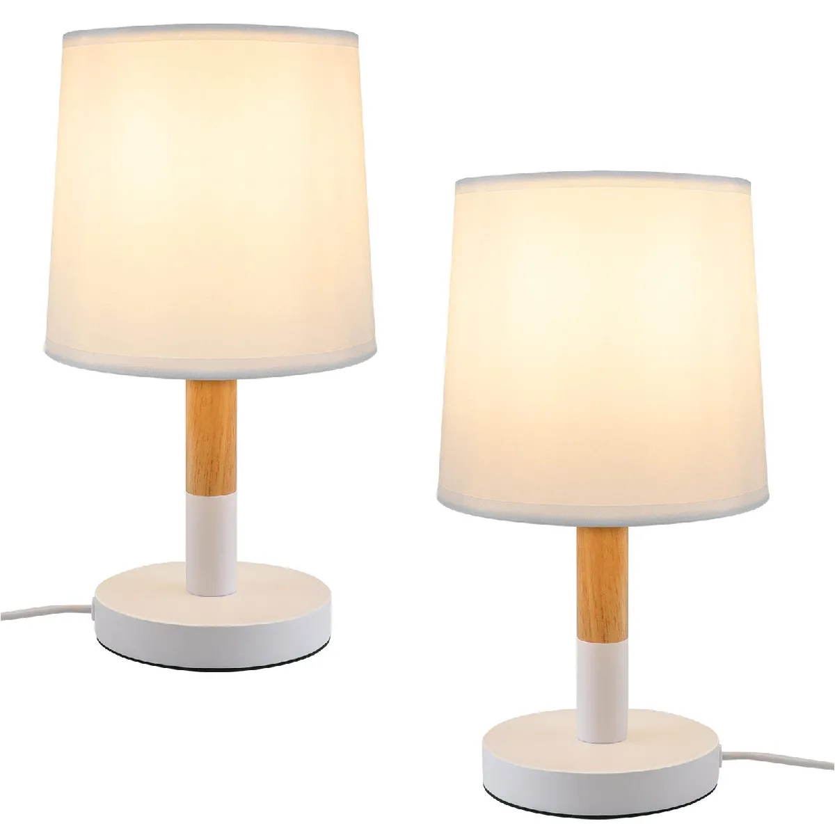 Nettlife Lampe de chevet Set de 2 - Blanc