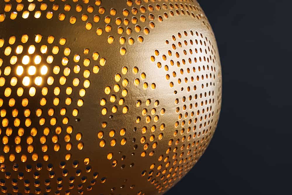 Handgefertigte Hängelampe ORIENT LIVING 50cm gold Eisen Tropfenform