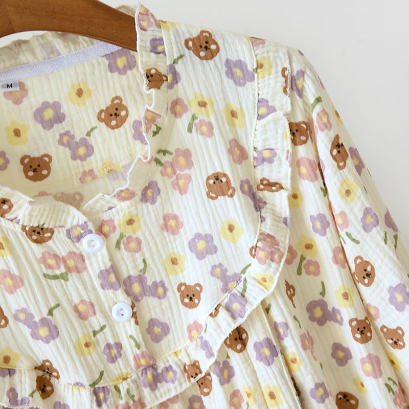 MelMount - Pyjamajurk met bloemenprint voor borstvoeding
